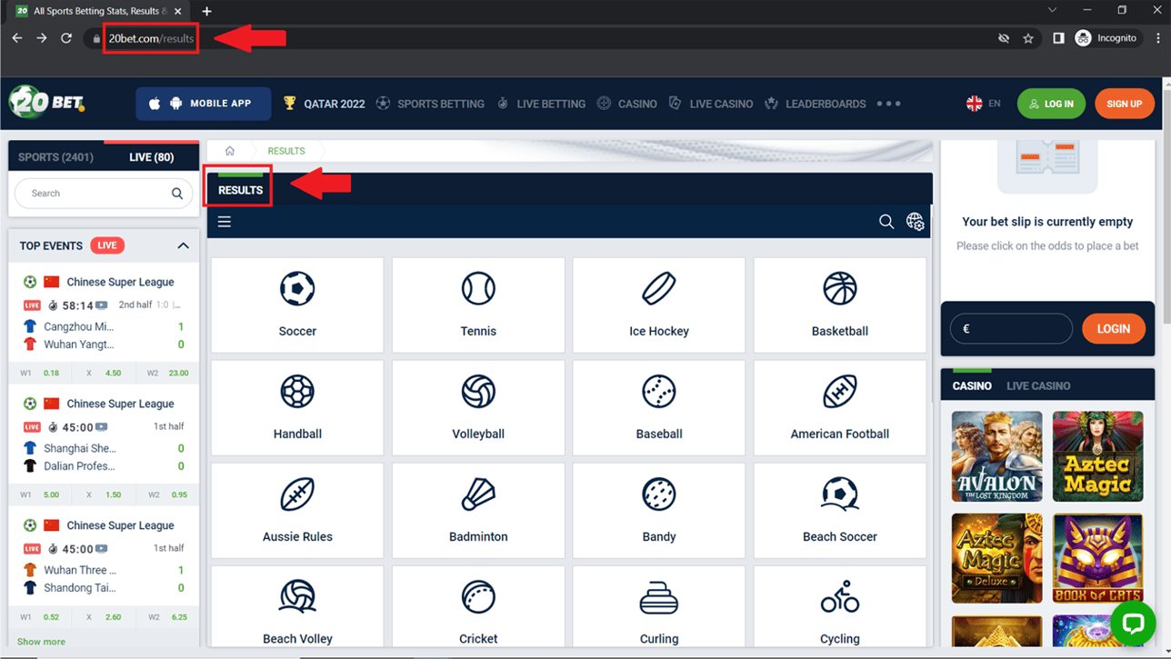 20BET Tổng Hợp Kết Quả
